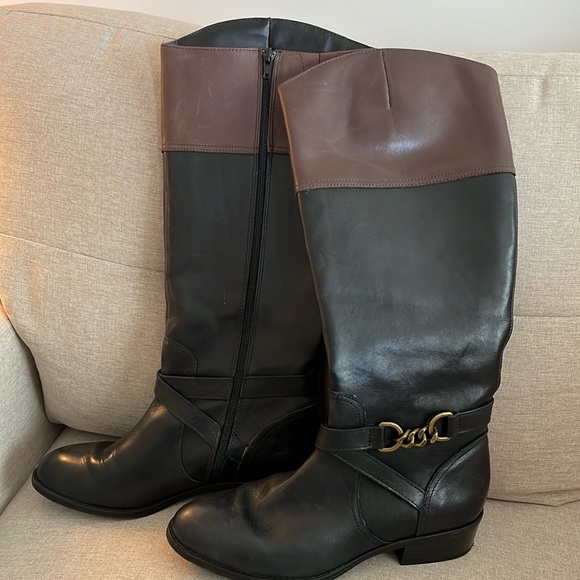 Ralph Lauren, Black and Brown, Full zip, Calf high boots. - Picture 1 of 4